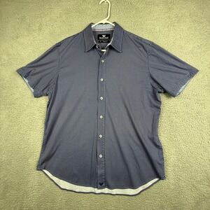 Buttercloth Mens XL Regular Fit Blue Geo Print Short Sleeve Button Down Shirt‎